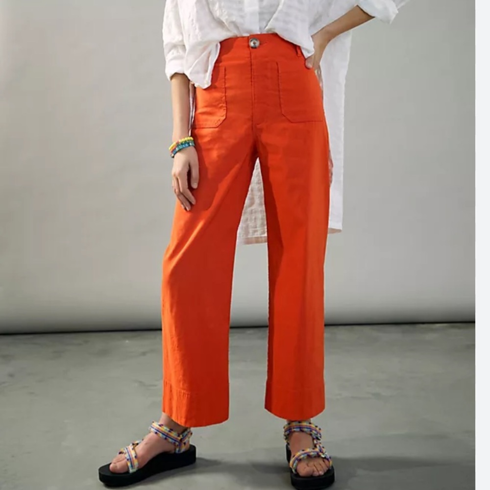 maeve the colette orange wide leg pants